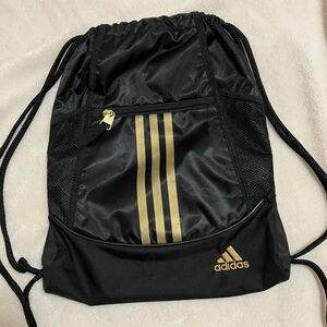 adidas Gold and Black Drawstring Bag